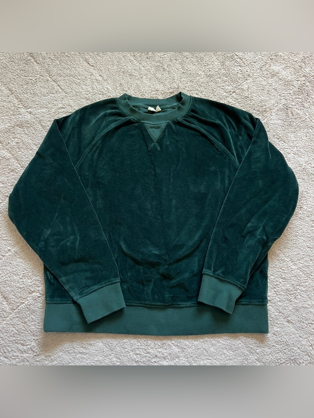 Pact Velour Crewneck Sweater Velvet Organic Cotton Minimal Capsule Stretch Sz M